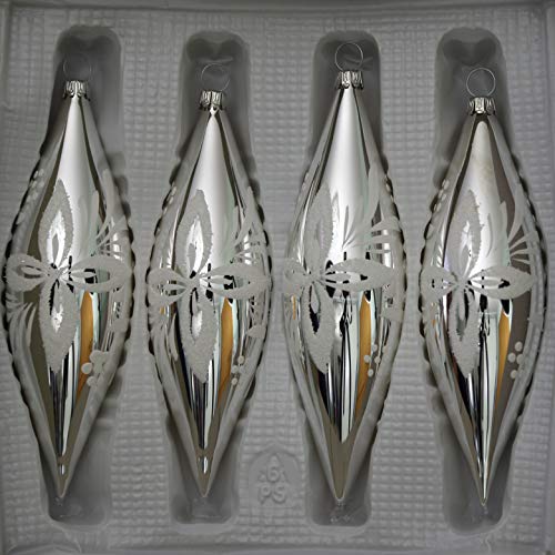 lauschaer-glas-oliven-silber-mit-wei-en-blumen-4-st-ck-christbaumschmuck-handdek image 8