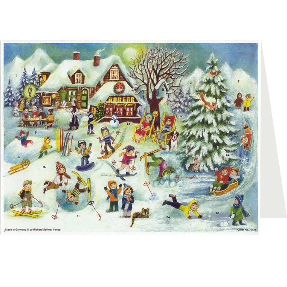 sellmer-verlag-postkarten-adventskalender-skih-tte-a6-querformat-mit-umschlag image 1
