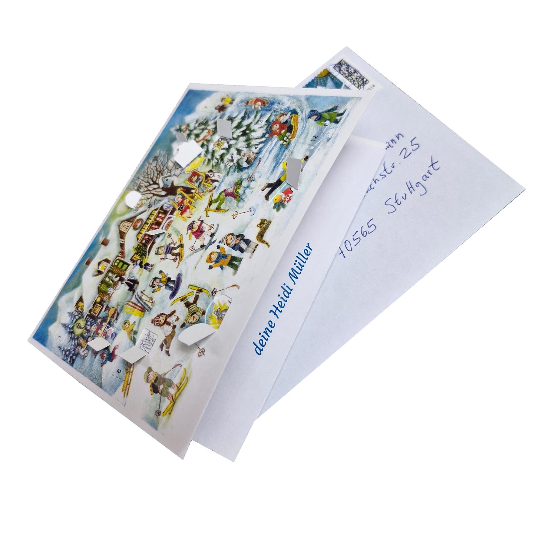 sellmer-verlag-postkarten-adventskalender-skih-tte-a6-querformat-mit-umschlag image 2