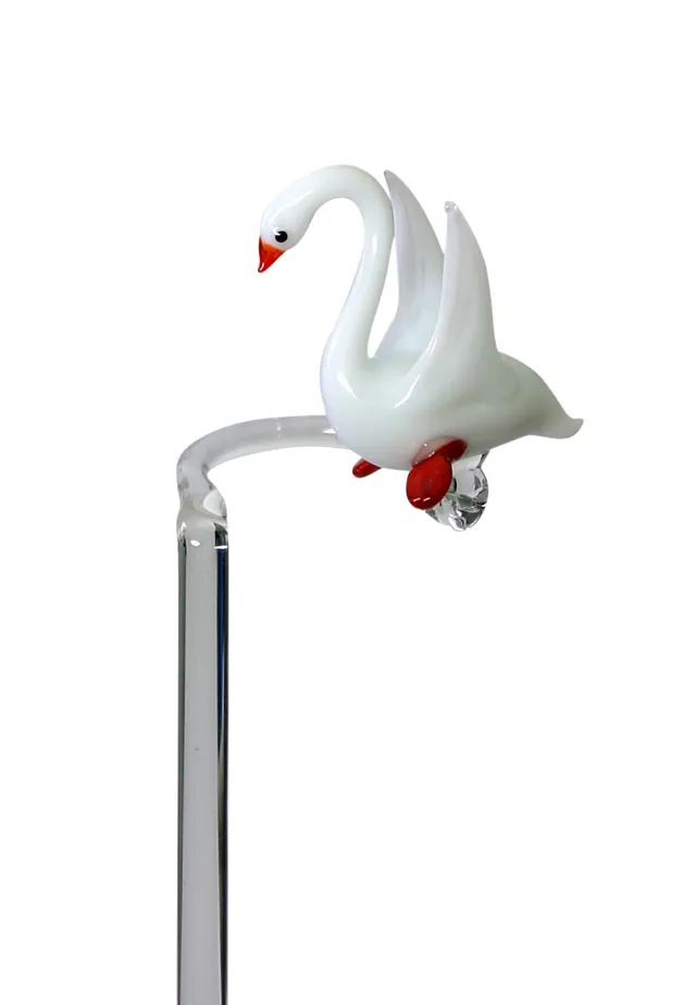 lauschaer-glas-orchideenstab-blumenstab-mit-schwan-45-cm image 1