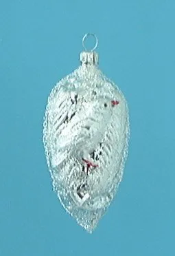 lauschaer-glas-zapfen-mit-vogel-silber-umsponnen-christbaumschmuck image 1