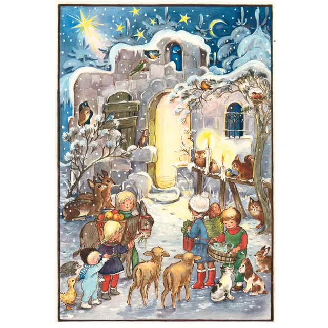 sellmer-verlag-adventskalender-kommet-herbei-hochformat-ca-27-x-37-cm-mit-3-d-ef image 1