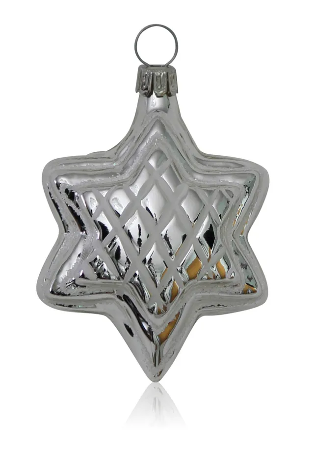 lauschaer-glas-christbaumschmuck-sterne-silber-mit-dekor-4-st-ck image 1