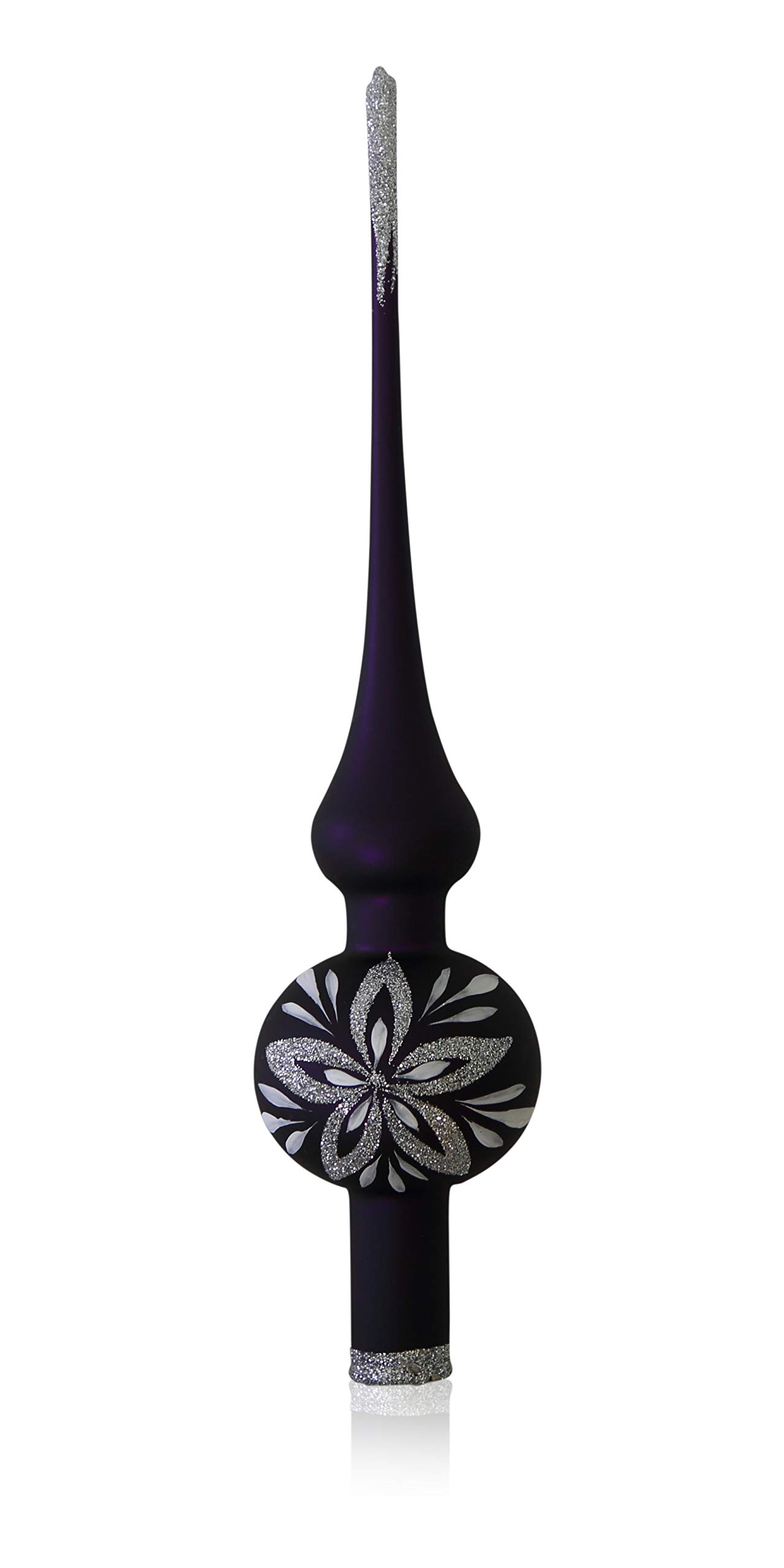 lauschaer-glas-christbaumspitze-lila-matt-blumendekor-6cm image 1