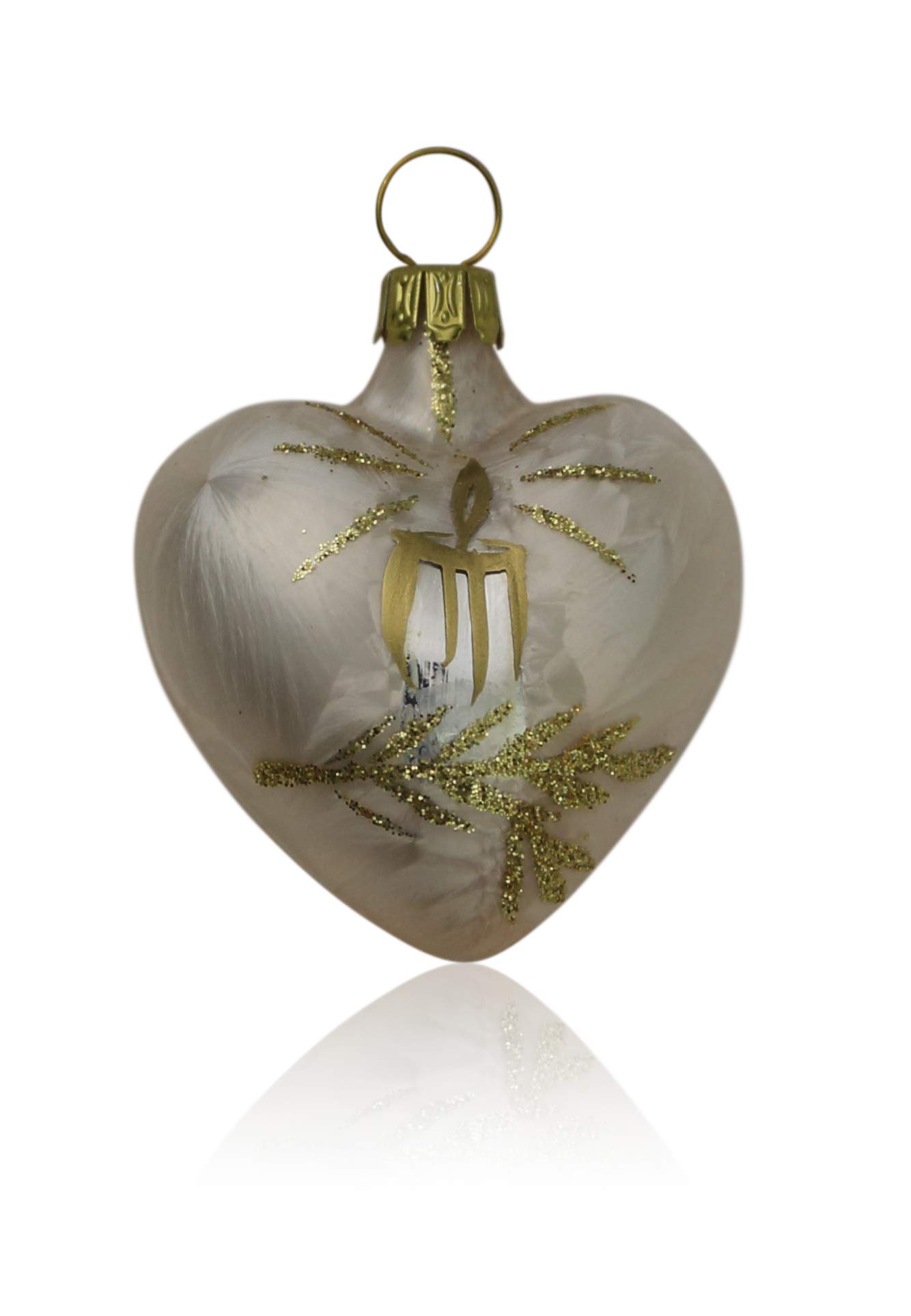 lauschaer-glas-christbaumschmuck-herzen-klein-eislack-champagner-mit-kerze-4-st- image 1