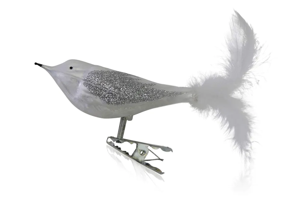 lauschaer-glas-christbaumschmuck-vogel-federschwanz-eislack-wei image 1