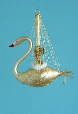 lauschaer-glas-schwan-umsponnen-leonischer-draht-christbaumschmuck image 1