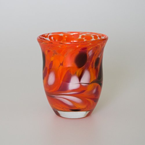 lauschaer-glas-windlicht-granulat-orange-h-13-cm-mundgeblasen-handgeformt image 4