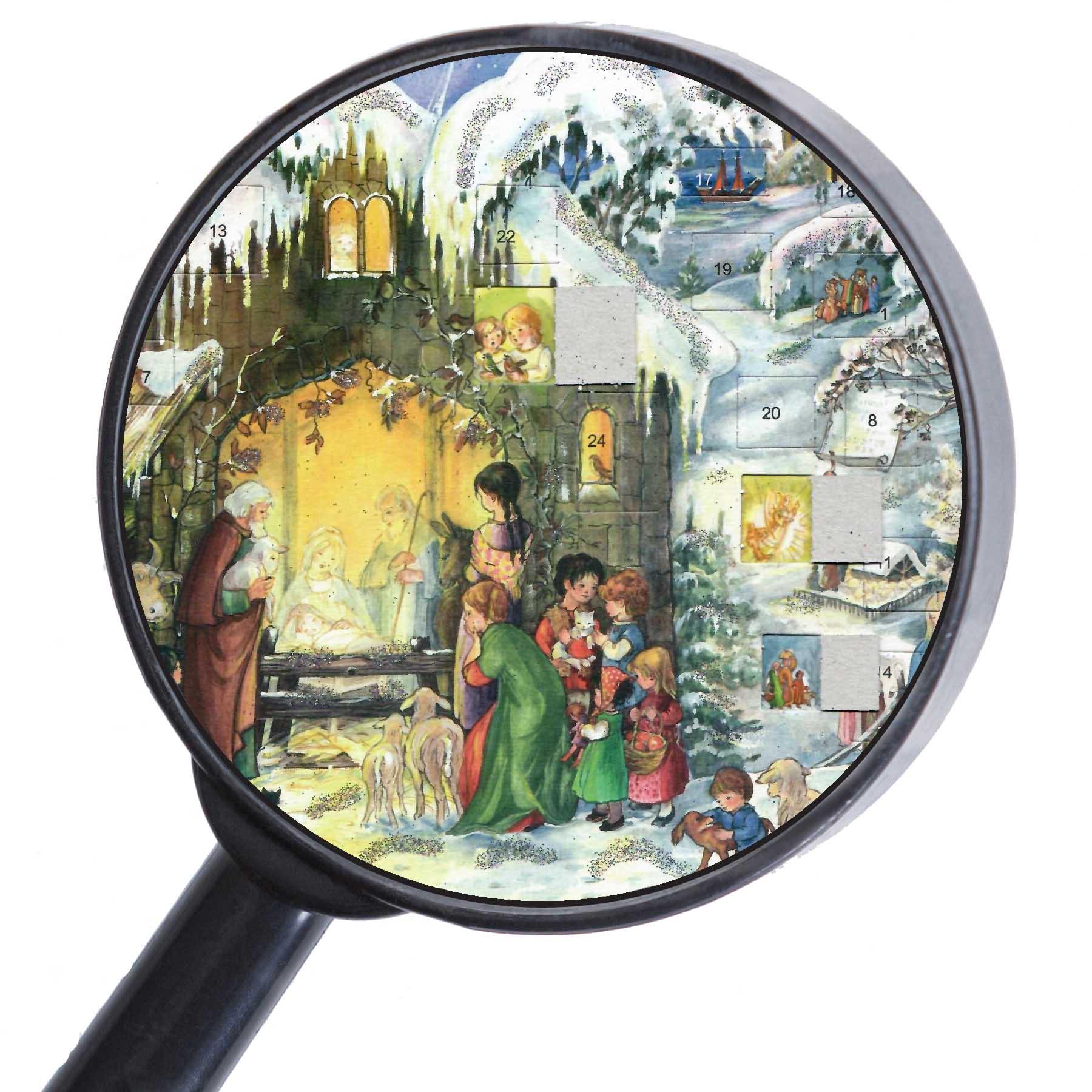 sellmer-verlag-adventskalender-a4-jesus-ist-geboren-krippe-mit-glimmer image 4