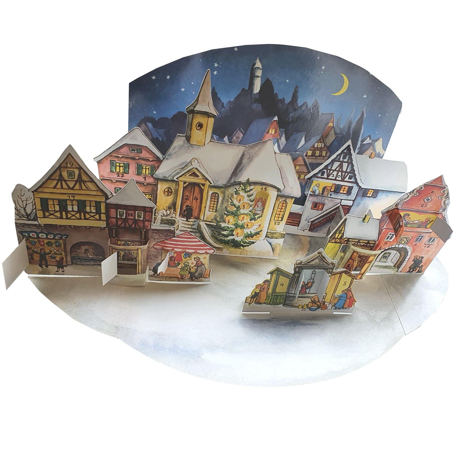 sellmer-verlag-aufstell-adventskalender-kleine-stadt-im-mondschein-1955 image 4