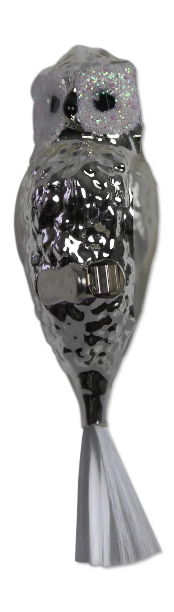 lauschaer-glas-christbaumschmuck-gro-e-eule-mit-glasschwanz-silber-mundgeblasen image 1