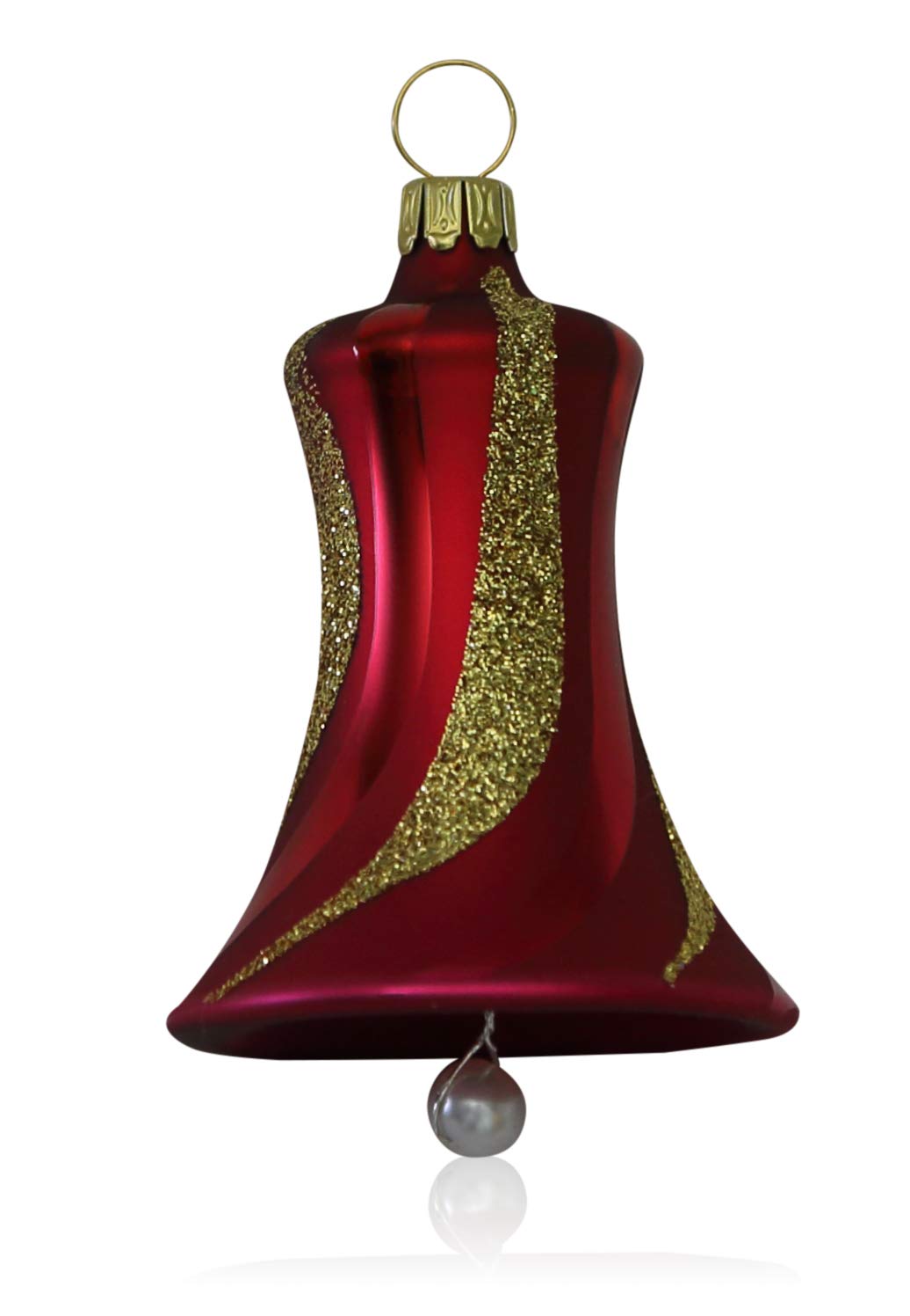 lauschaer-glas-christbaumschmuck-glocken-klein-dunkelrot-matt-mit-dekor-3er-set image 1